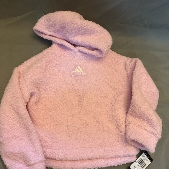 Adidas Pink Fleece Sweatshirt Cozy Casual Wear NEW w/tags size 6 - Picture 1 of 6